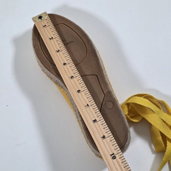 Polo Ralph Lauren Espadrilles Women US 8 Yellow Lace Up Flat Jute Canvas Preppy - Picture 10 of 16